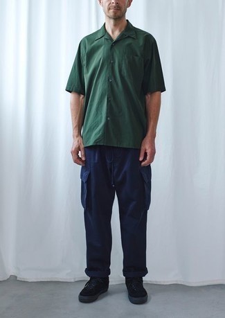 Chemise à manches courtes vert foncé Oamc