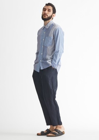 Pantalon chino en lin bleu marine Polo Ralph Lauren