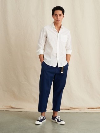 Pantalon chino bleu marine Lanvin