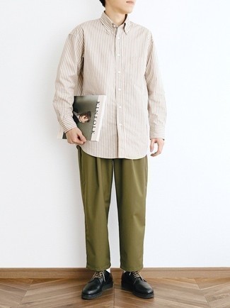 Chemise à manches longues à rayures verticales blanche Vivienne Westwood MAN