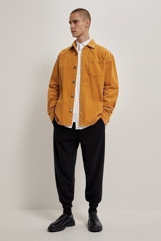 Chemise à manches longues en velours côtelé orange Henrik Vibskov