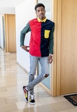 Chemise à manches longues multicolore Saint Laurent