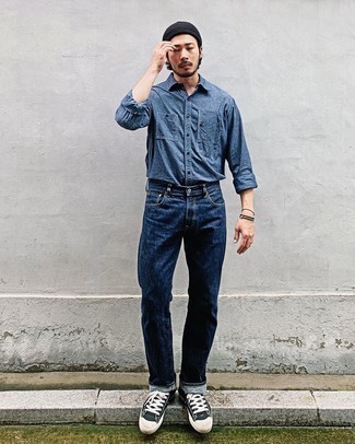 Chemise à manches longues en chambray bleue Polo Ralph Lauren