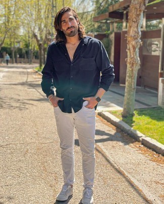 Chemise à manches longues bleu marine AMI Alexandre Mattiussi