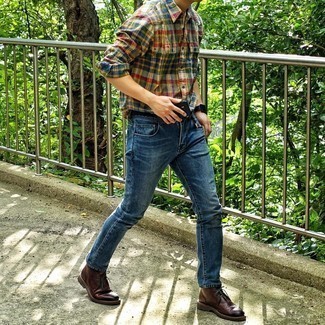 Chemise à manches longues écossaise multicolore Tommy Hilfiger