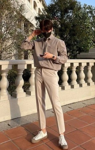 Pantalon chino beige Brunello Cucinelli