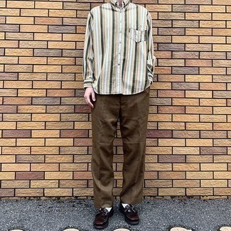 Chemise à manches longues à rayures verticales multicolore Tommy Hilfiger