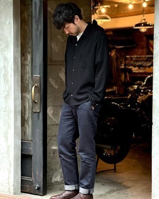 Chemise à manches longues noire Taichi Murakami