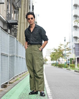 Chemise à manches longues gris foncé Yohji Yamamoto