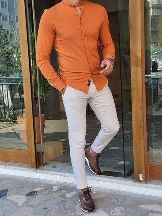 Chemise à manches longues orange Rick Owens DRKSHDW