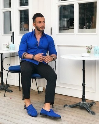 Chemise à manches longues bleue Emporio Armani
