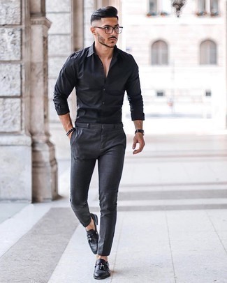 Chemise à manches longues noire Salvatore Ferragamo