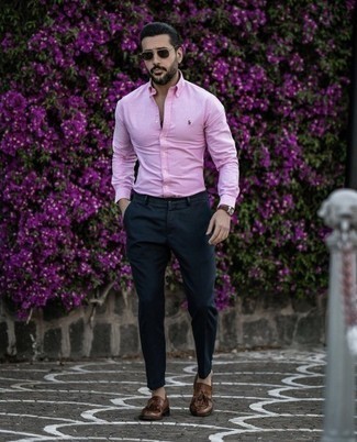 Chemise à manches longues rose Brooks Brothers