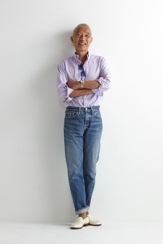 Chemise à manches longues violet clair Massimo Alba