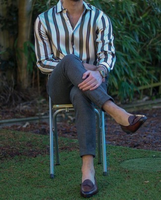 Chemise à manches longues à rayures verticales blanche Vivienne Westwood Anglomania