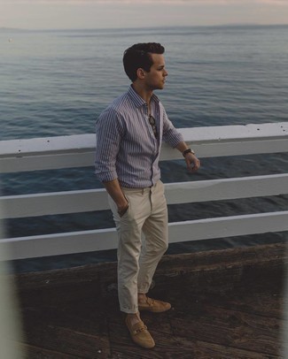 Chemise à manches longues à rayures verticales blanc et bleu marine TOMORROWLAND