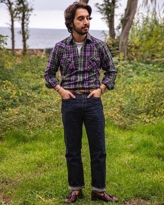 Chemise à manches longues écossaise multicolore Tommy Jeans