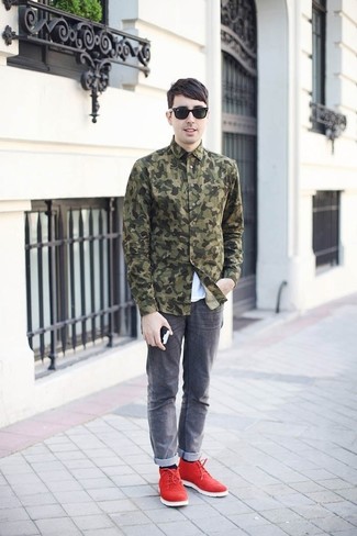Chemise à manches longues camouflage olive Antony Morato