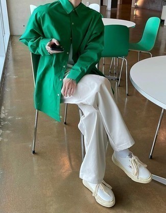 Chemise à manches longues verte Raf Simons