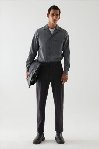 Pantalon chino en laine gris foncé Ader Error