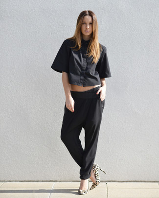Pantalon style pyjama noir Helmut Lang