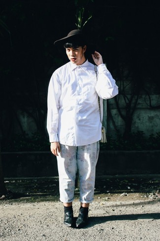 Pantalon chino à fleurs blanc Alexander McQueen