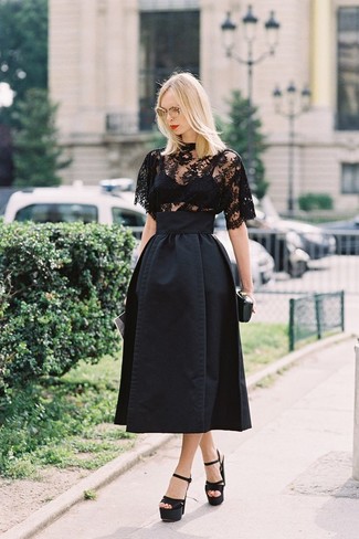 Chemisier à manches courtes en dentelle noir Givenchy