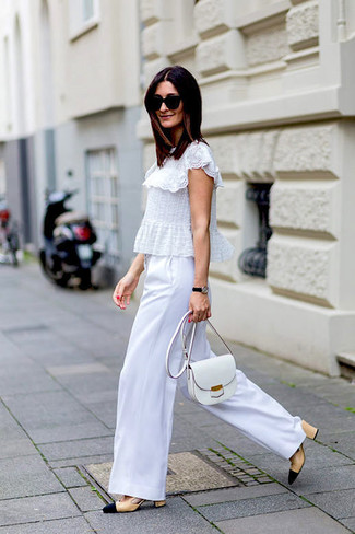 Pantalon large blanc Andrea Marques