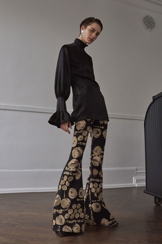 Pantalon flare imprimé noir Versace