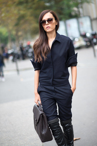 Cuissardes en cuir noires Givenchy