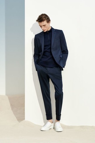 Pull à col à fermeture éclair bleu marine Philipp Plein