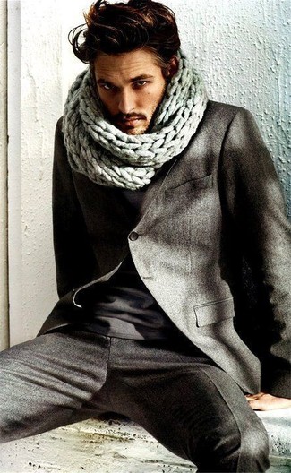 Écharpe en tricot grise Salvatore Ferragamo