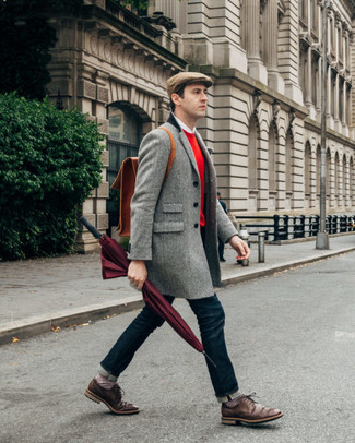 Comment porter des chaussures brogues marron foncé quand il fait froid