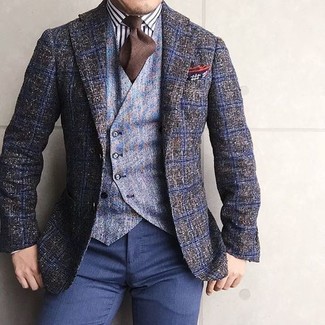 Comment porter une pochette de costume en soie marron foncé