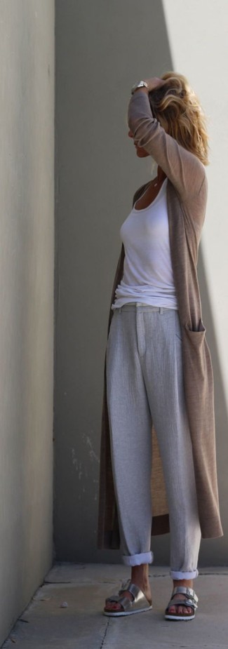 Pantalon large en lin gris Asos