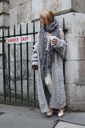 Écharpe en tricot grise Fendi