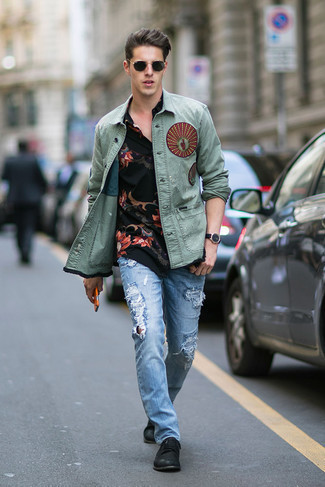 Comment porter une veste imprimée verte