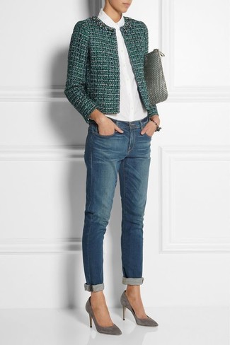 Comment porter une veste en tweed verte