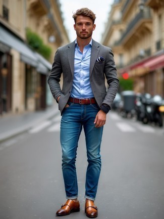 Un jean à porter avec un blazer gris