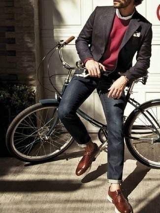 Un jean à porter avec un blazer gris