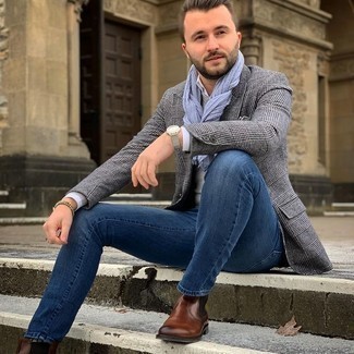 Un jean à porter avec un blazer gris