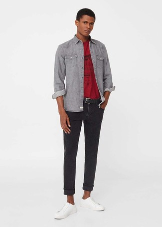 Comment porter une chemise en jean grise