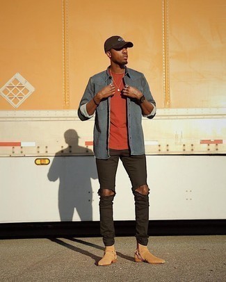 Comment porter une chemise en jean grise