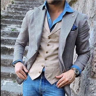 Comment porter une veste en vichy grise pour un style chic decontractés quand il fait chaud