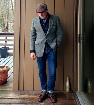 Comment porter un blazer à chevrons gris