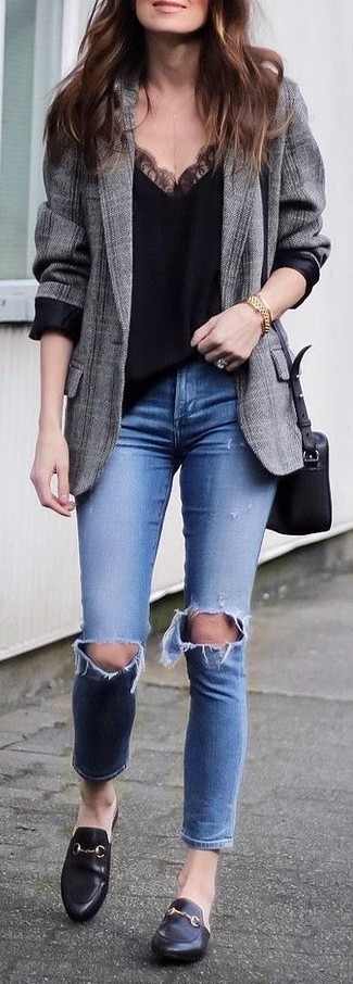 Comment porter un blazer écossais gris