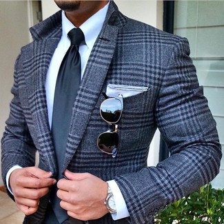 Comment porter un blazer en laine écossais gris