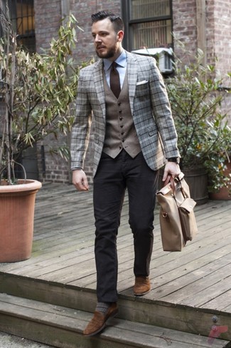 Comment porter un blazer en laine écossais gris