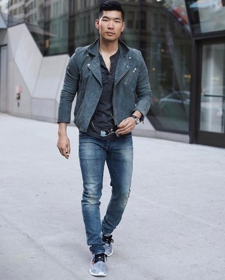 Comment porter une veste en daim grise