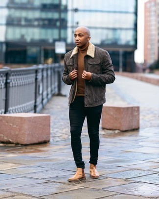 Comment porter une veste-chemise en daim grise